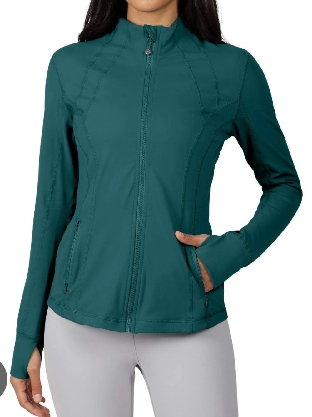 Womens 90 Degree Reflex  Rib Legend Jacket Full Zip Thumbholes Sz M Rain Forest